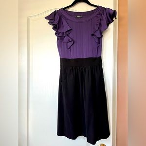 BCBG purple and black work dress, with pockets, size 2.